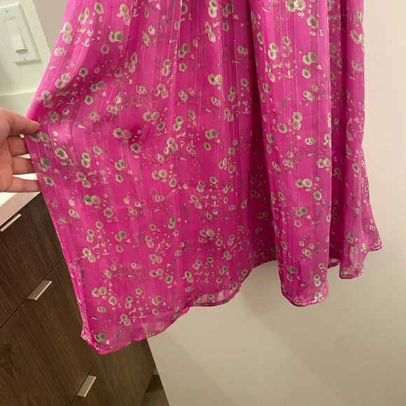 Sabina Musayev Terranova/Kimber Floral Chiffon Midi Dress - Large, Fuchsia/Pink - Picture 9 of 15